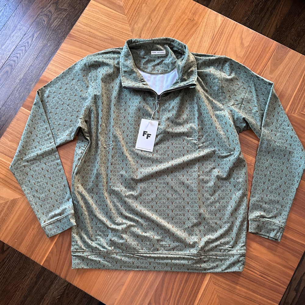 Fore Fathers 1/4 Zip Pullover Mens L Duck Deer Hunting Print | NWT Golf